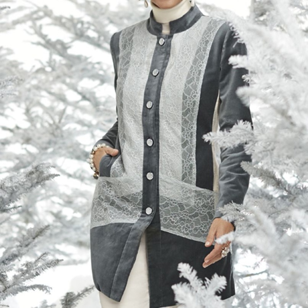 New Chicos Long Tunic Artisan Duster Jacket XLarge Winter Plus